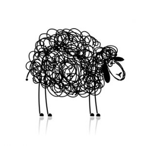 Funny black sheep, sketch for your design